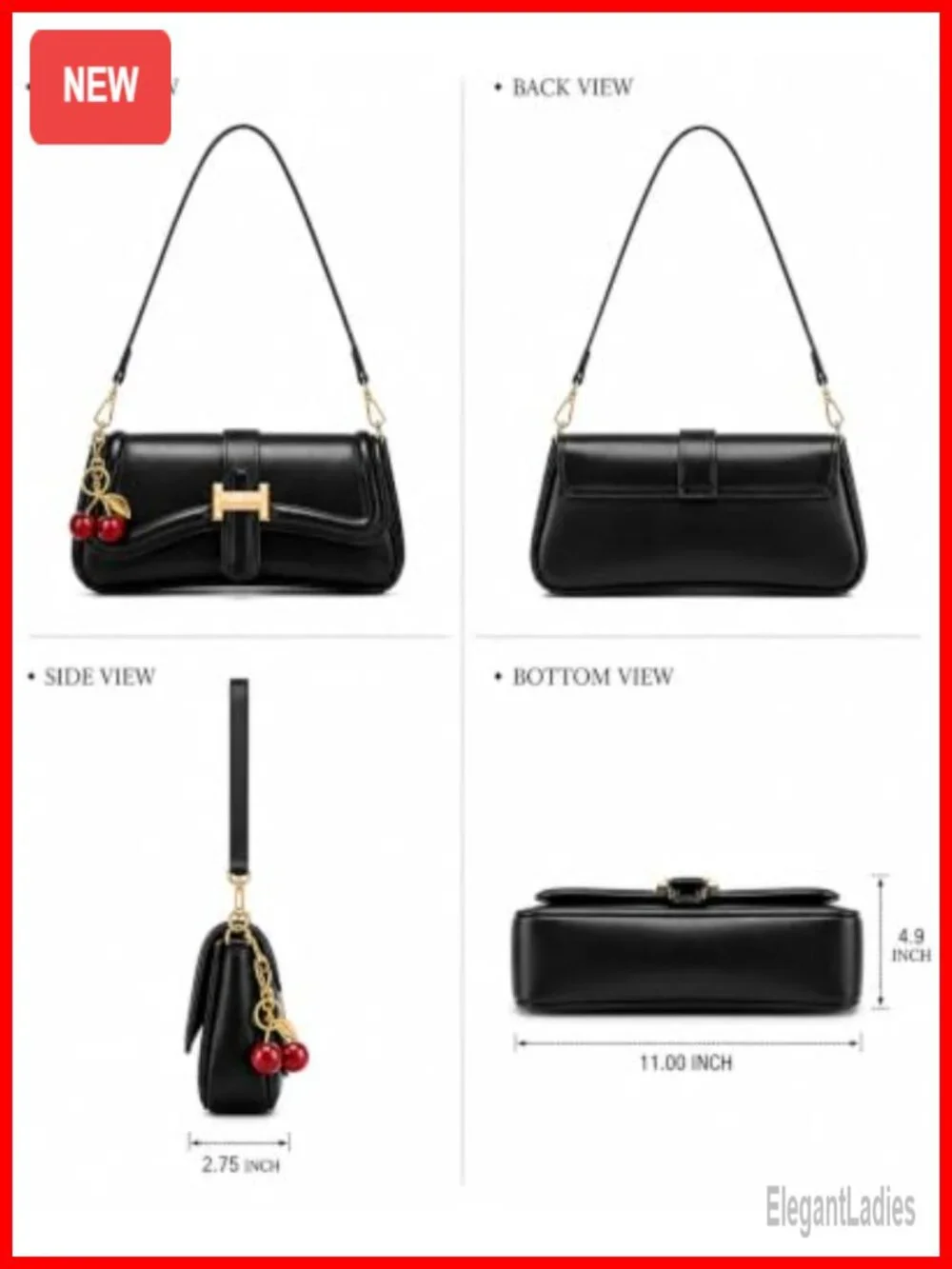 Vintage PU Leather Hobo Bag for Women Shoulder Crossbody with Straps